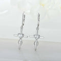 QX Custom OEM Qingxin Women 925 Sterling Silver Religious Cross Heart Zircon Fine Jewelry Huggie Drop Earrings