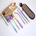 Eco Friendly Kids Portable Camping Stainless Steel Reusable Travel Cutlery Set in a Case