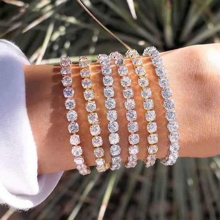 SC 2022 Wholesale 18K Gold Plated Tennis Chain Bracelet Jewelry Custom 3mm 4mm 5mm Iced Out Crystal CZ Diamond Bracelets Women