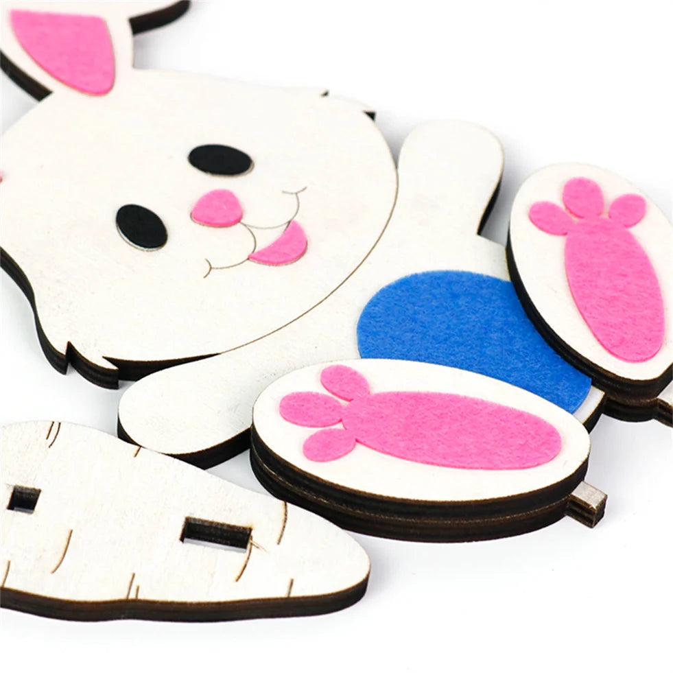 2024 New Wholesale Easter Decorations Wooden 3D Bunny Easter Decorations