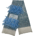 Tejidos De Plumas French Tulle Real Feather Embroidery Fabric Feather Lace Tulle Fabric with Sequins Dress Decor Fabric