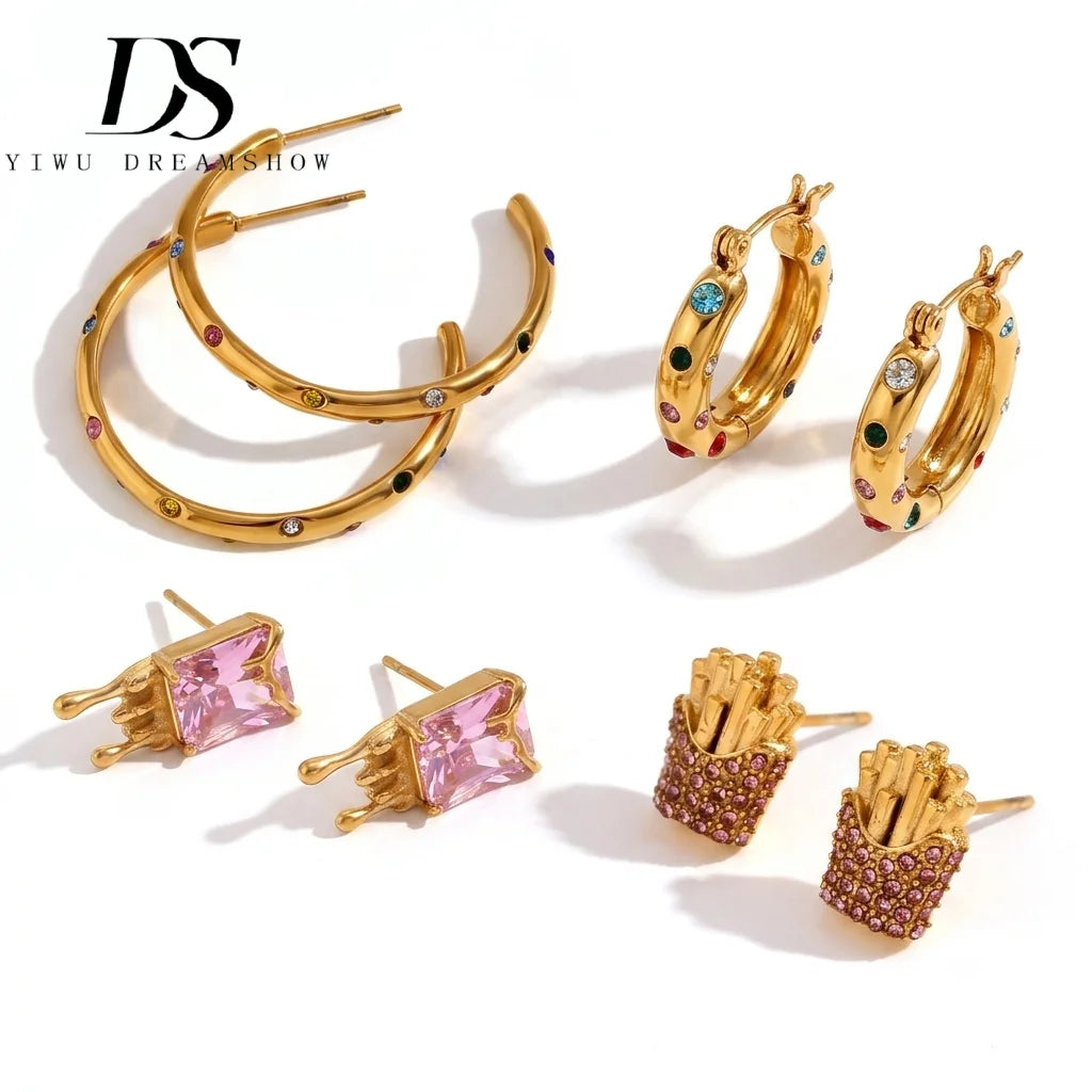 Dreamshow Shining Zircon Jewelry Set Earrings Women Wholesale Earrings Mixed Lot Gold Plated Jewelry Bulk