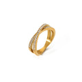 Cross Finger Rings Design High Polished Stainless Steel Cubic Zircon Bezel Simple Ins Europe 18K Full White Trendy Opp Bag
