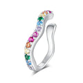 2022 Summer Cute Stud Pure 925 Silver Rhodium Plated Mosaic Zircon Wave Colorful Wedding & Anniversary Female Earrings