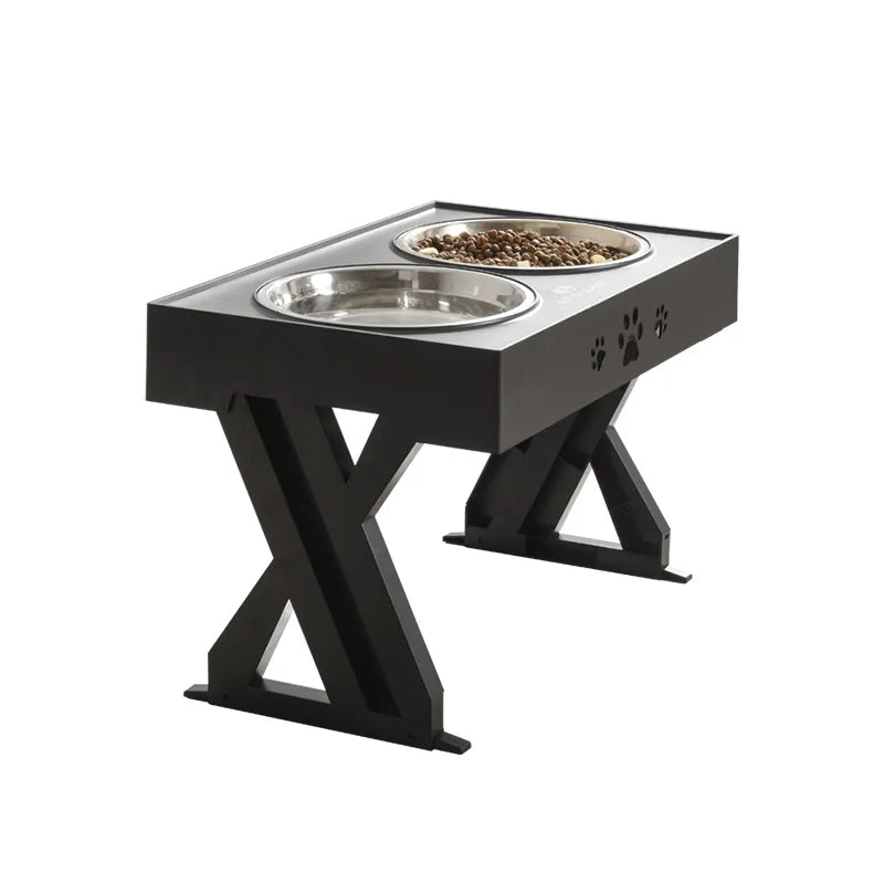 Custom Hot Selling Pet Feeder Adjustable Elevated Stainless Steel Dog Bowls with 2 Bowls