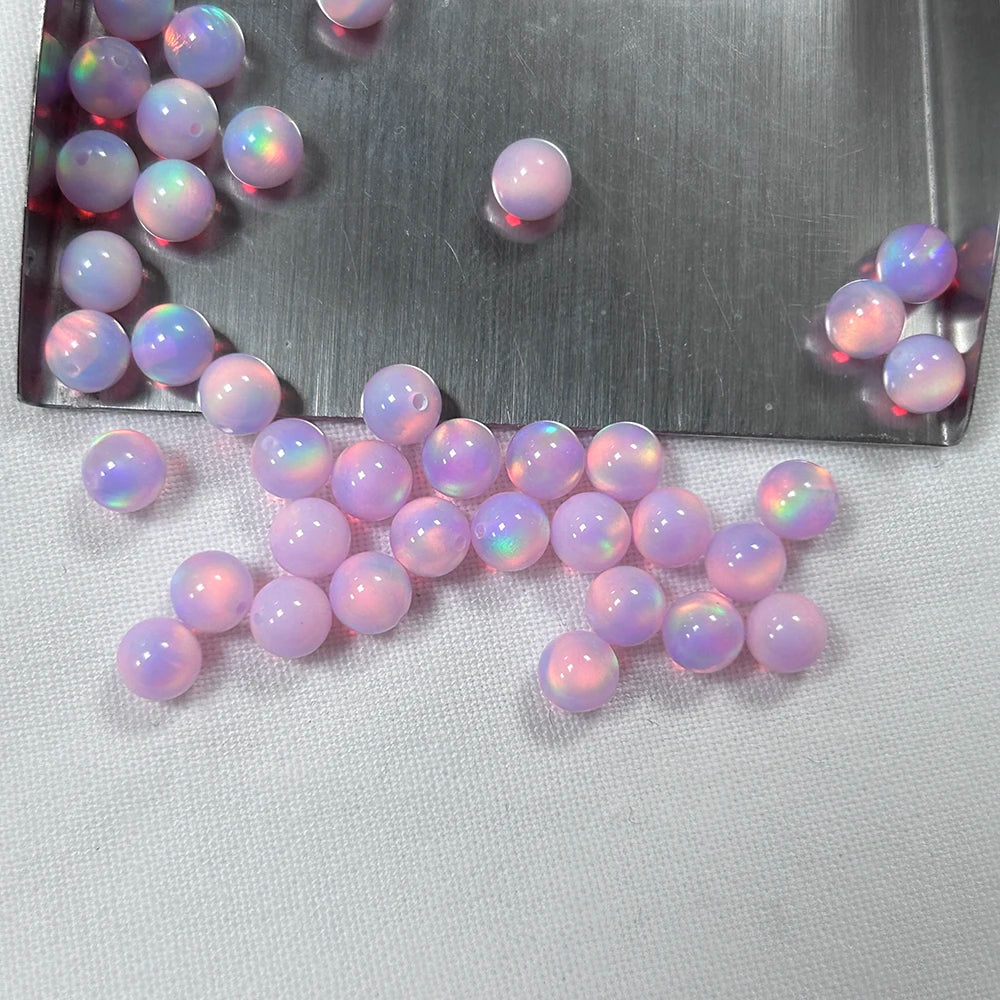 10pcs Without Hole Aurora Colors 3mm 4mm 5mm Ball Cut Synthetic Nebula Opal Bead for Piercing Jewelry