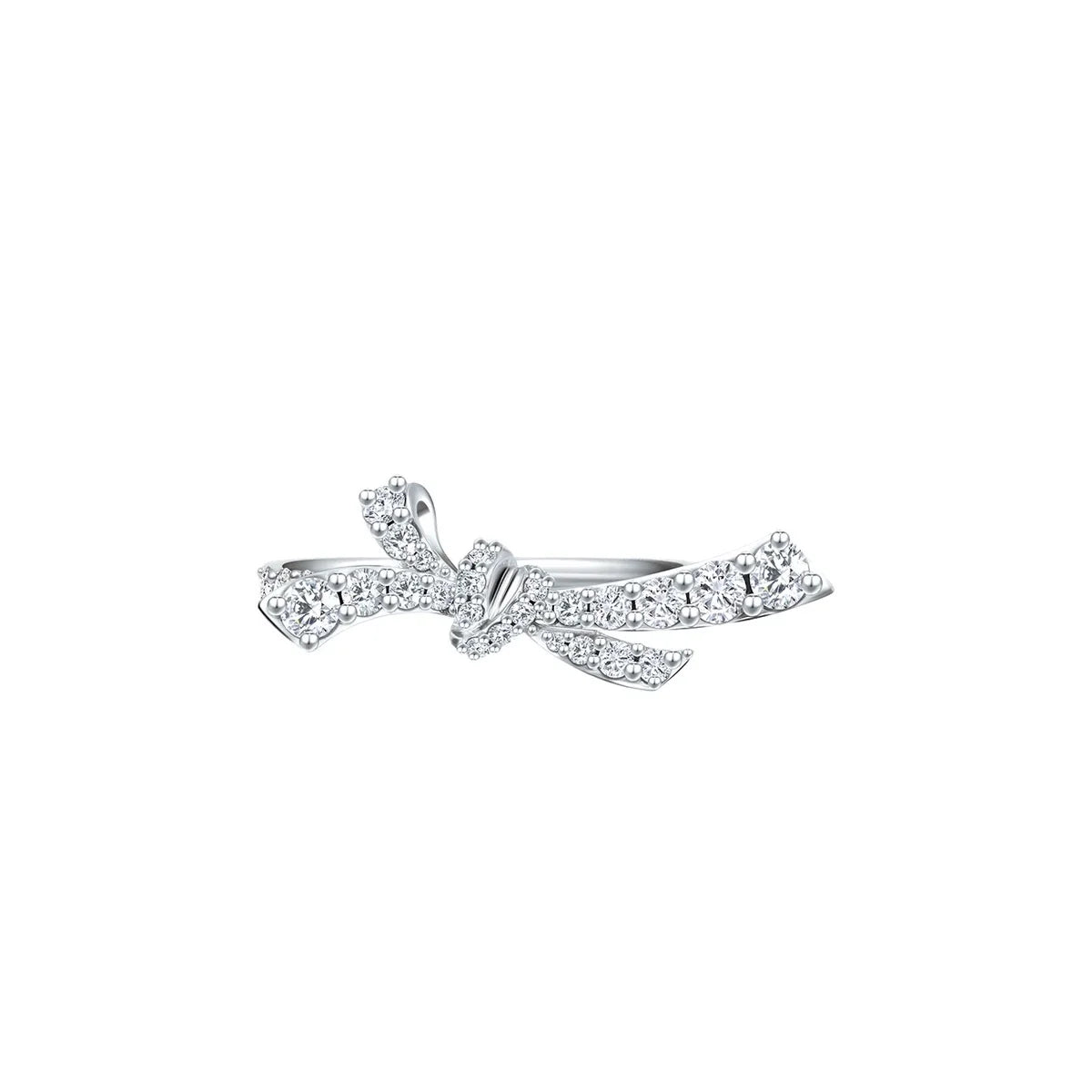 18K Gold Lab Grown Diamond Ring with Knot Design Full Inlay Gradient Size Round Cut E VVS1 for Romantic Gift