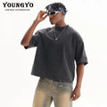 Custom Cotton Drop Shoulder Plain Blank Heavyweight T-shirt Fit Men Cropped Boxy T Shirt