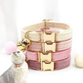 Fashion Velvet Cat Collar with Small Bell Classic Personalize Engraved Pet ID Name Number Comfort Durability Cat Collar