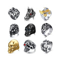 Vintage Octopus Animal Claw Skull Dragon Lion Tiger Head Shaped Stainless Steel Ring With Masonic Triangle Symbol Sign