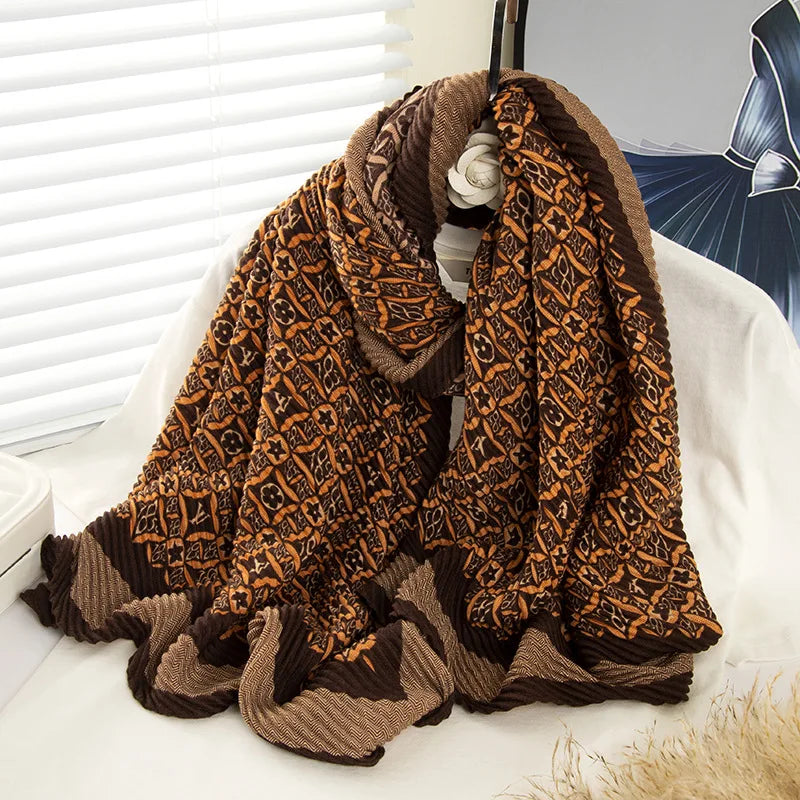 Hot Selling Ladies High Quality Luxury Designer Women Cotton Printed Crinkled Scarf Soft Cotton Crumpled Head Wrap Muslim Hijabs