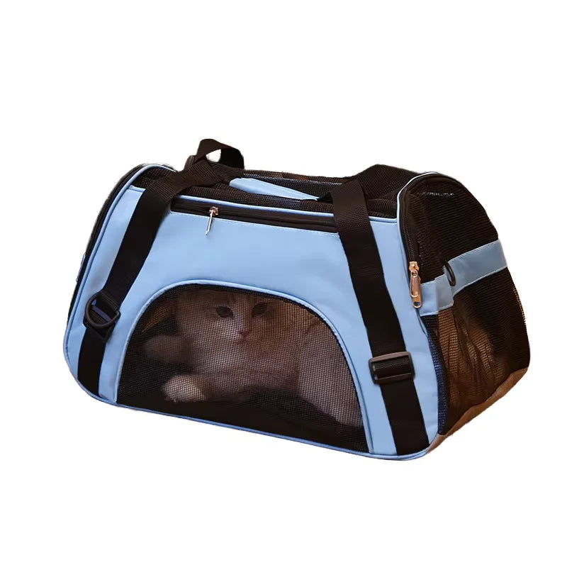 TSA Airline Approved Soft Sided Pet Carrier Zipper Closure Cat and Dog Cage for Small and Medium Sized Animals Solid Pattern