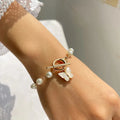Wholesale Fashion Butterfly Pendant Fresh Water Pearls Bracelets for Girls  Elastic Stretch Fashionable Pearl Bracelet
