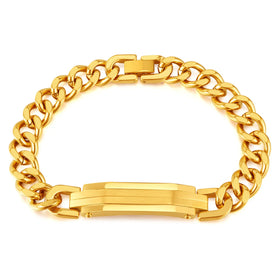Fashion Luxury Waterproof Anti-Fade Gold Plated Stainless Steel Men's Cuban Chain Link Bracelet Personalized Jewelry