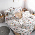 Wrinkle-free Plant Printing Thickened Sanding Four-piece Set Simple Autumn and Winter Single Sheet Quilt Cover Bedding Set