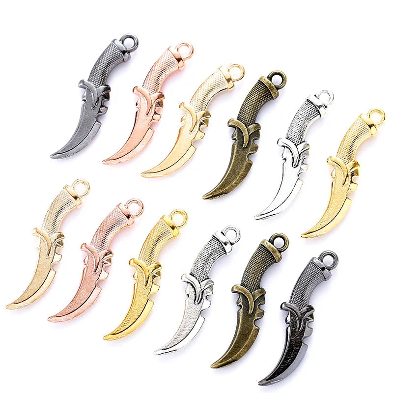 100pcs/bag 6 Color Charms Dagger Pendants Antique Jewelry Making DIY Handmade Craft M69