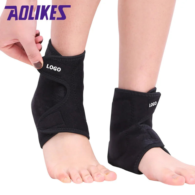 Aolikes 1050 Free Size Wholesale Black Elastic Ankle Wraps Magnetic Tourmaline Self-heating Ankle Support Brace