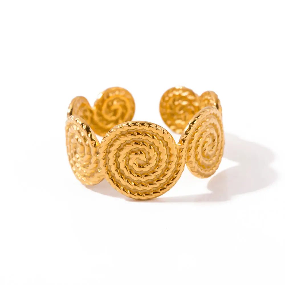 Finger Ring Jewelry 18k Pvd Gold Plated Stainless Steel Thread Spiral Twist Open Ring