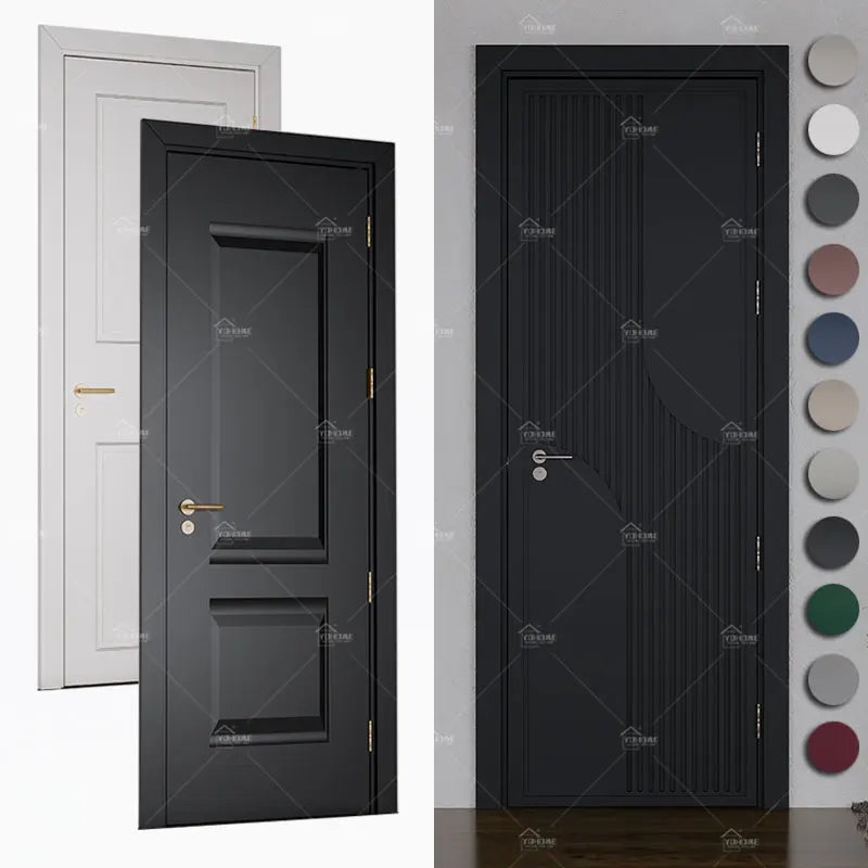 China Top Manufacturer Minimalist French Style Inside Door Hotel House Black Interior Doors for Houses