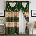 Green Blackout Cozy Woven Geometric Printed 3-Piece Polyester Home Hotel Curtains