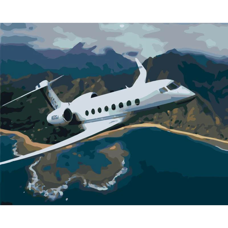 Canvas Painting Airplane in Flight Home Decoration Acrylic Painting by Numbers Modern Wall Art Pictures Handmade Gift