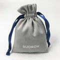Custom logo Printing Soft Knitting Gray Twill Polyester Jewelry Bag Pouch Small Makeup Cosmetic Drawstring Bag Pouch