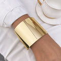 Custom New Punk Gold Smooth Geometric Bangle Open Cuff Bracelet for Women Fashion Jewelry Accessories