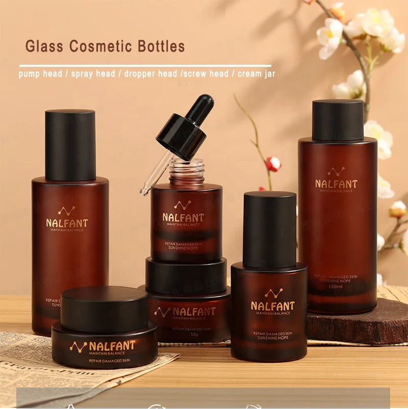 High Quality Thick Cosmetic Emulsion Spoid Glass Bottle Essential Oil Glass Serum Pipette Dropper Bottle Packaging Set