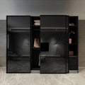 China Wardrobe Clothes Organizer Black Tempered Glass wardrobe Closet