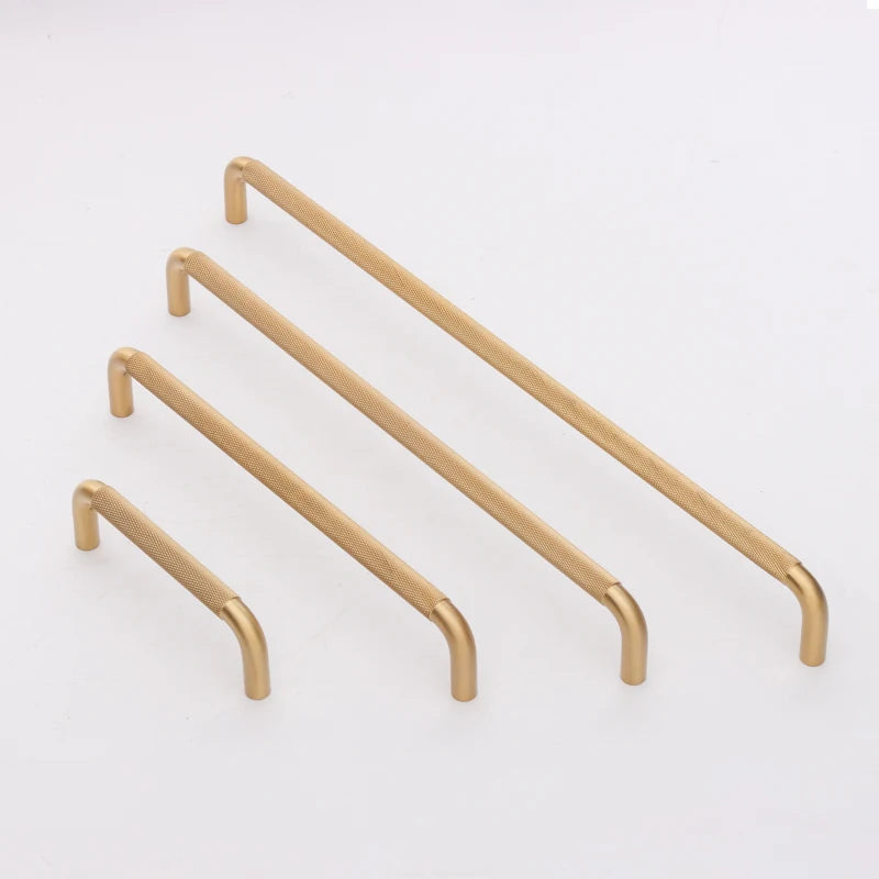 Luxury Satin Brass Knurled Modern Furniture Handle U Shape Cabinet Handles for Kitchen & Bathroom