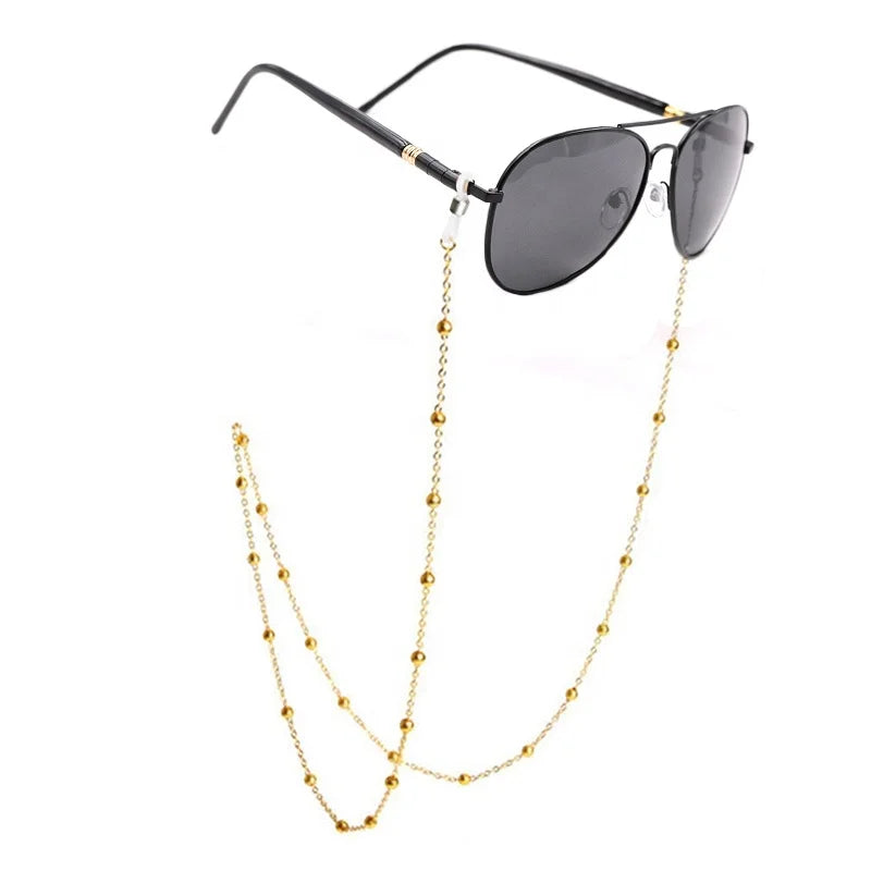 Fatingna Luxury Steel Color Gold Plated Simple Round Bead Glasses Chain Stainless Steel Chain for Mask Eye Glasses