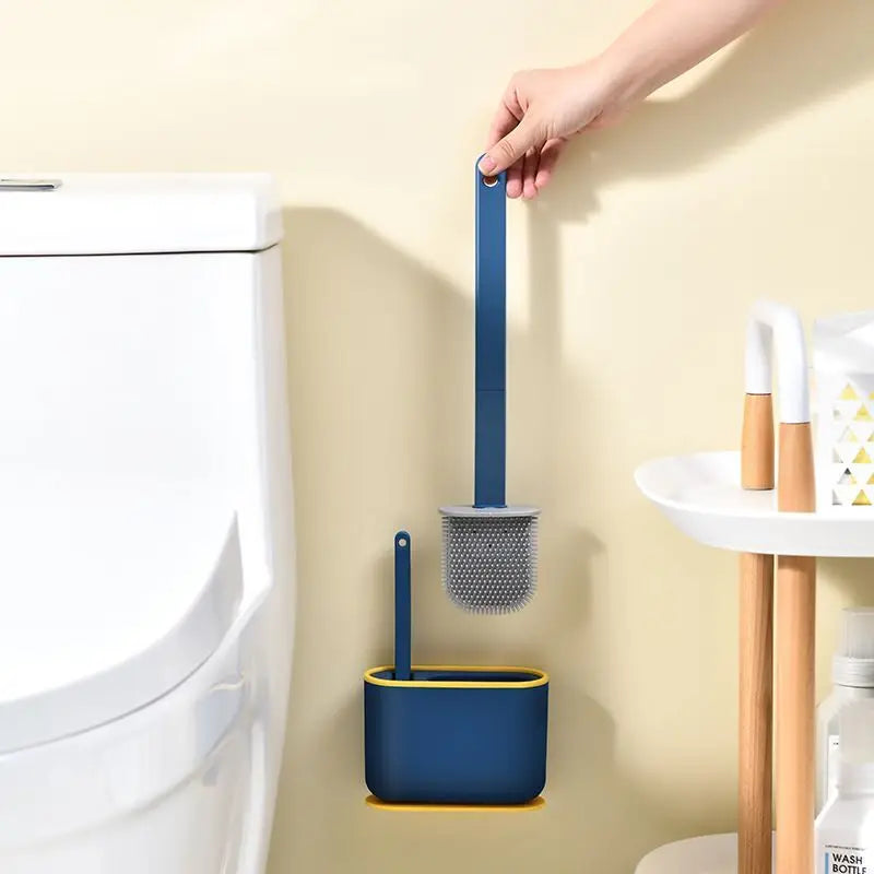 Silicone Toilet Brush Set with Holder Hygienic and Easy Clean Toilet Cleaning Kit Includes Detail Brush for Hard to Reach Areas