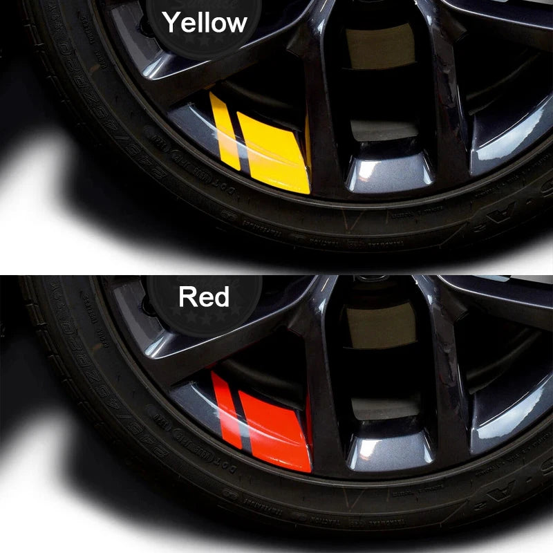 Factory Price 6pcs/Pack Car Sticker Reflective Car Wheel Rim Vinyl Warning Stickers Hash Mark Stripe Racing Wheel Hub Decals