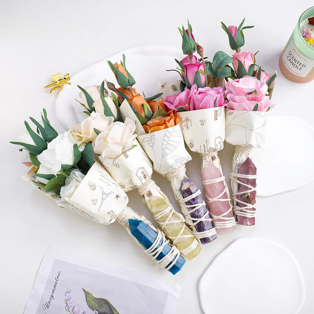 Wholesale Crystal Natural Crystal Point Bouquet Gemstone Wand Wedding Holiday Decorations