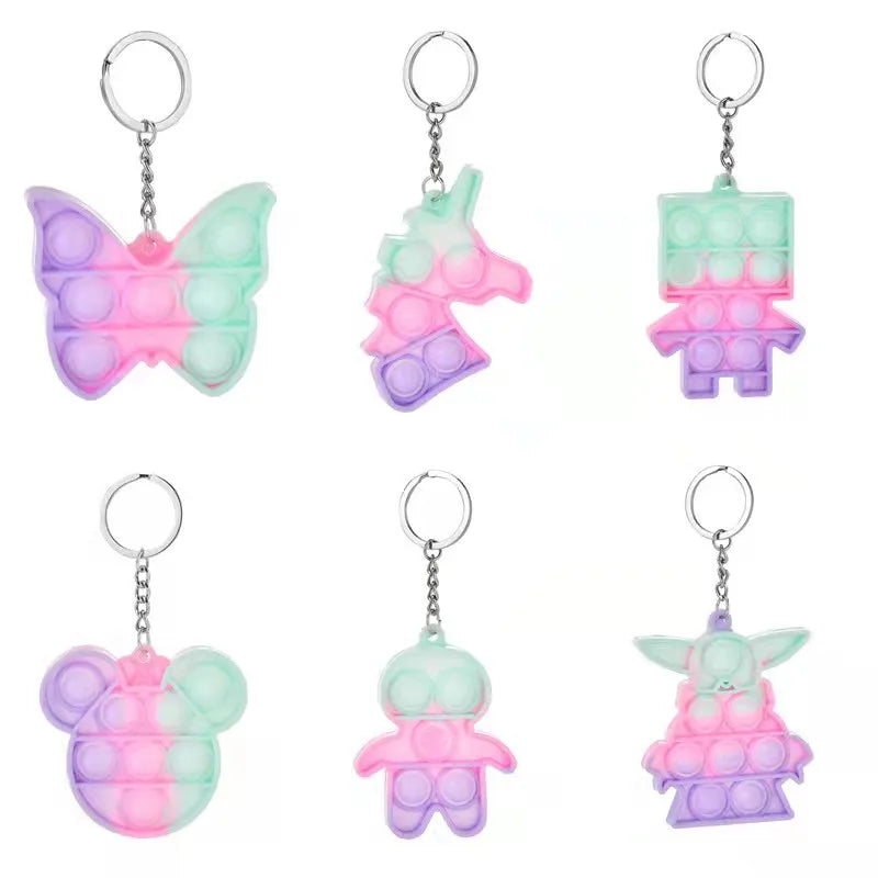 Customized Promotional Cute Soft PVC Rubber Pop It Fidget Toy Keychain for Kids