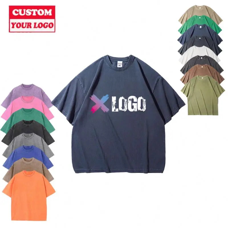Distressed Vintage Logo Custom Faded Oversized Stone T Shirt Kids Bleached Washed T-Shirts Sleeve T-Shirt Acid Wash