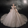 Jancember LSMX072 Glitter Bow Long Tail Bridal Ball Gown Wedding Dresses