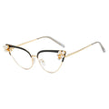 2026 Yiwu Company Anti Blue Light Glasses Cateye Metal Design Women Young Fancy Glasses Frame with Pearl