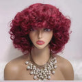 Glueless Brazilian Short bob Wigs with Bangsfringe Wig Human HairCheap Curly Human Hair Bang Wig Non Lace Human Hair Wigs