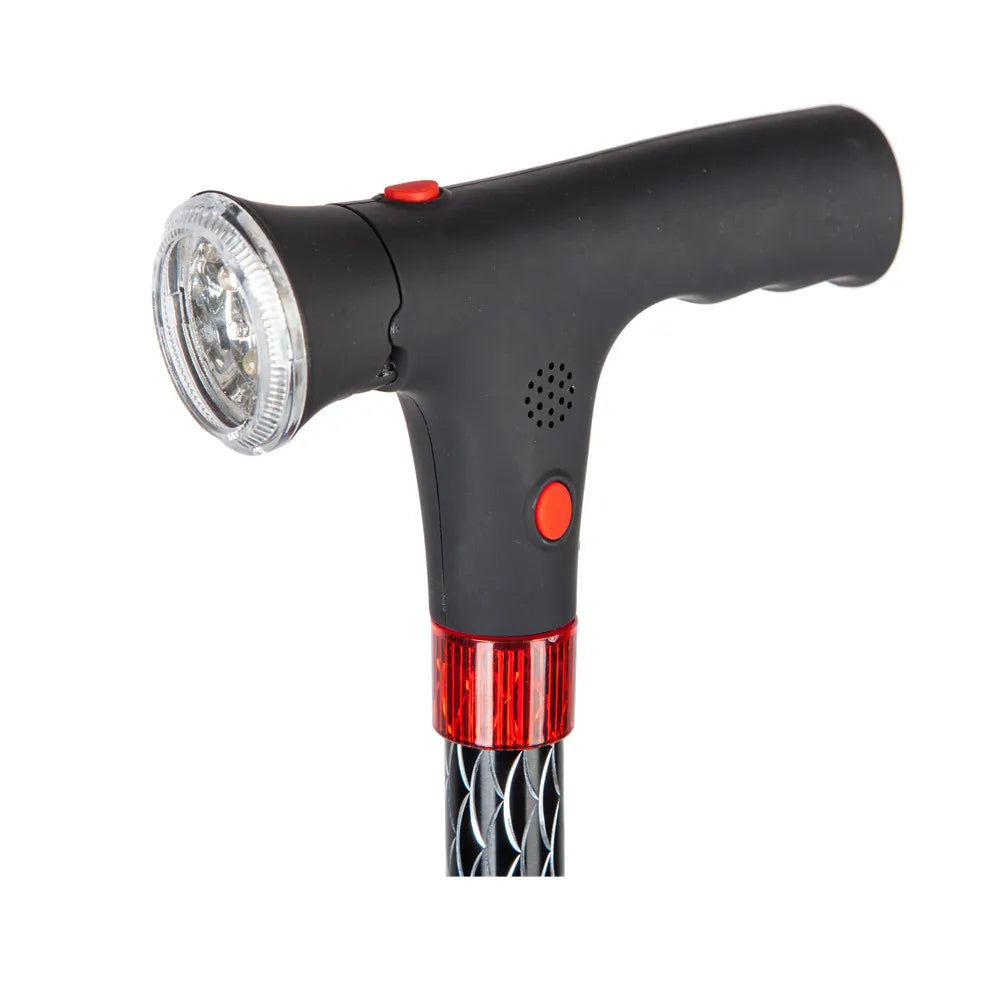2026 Hot Sale Product Portable Walking Cane Aluminium Print Comfortable ABS Black Handles with LED MegaBDM