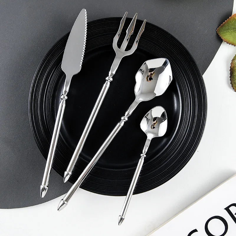 European Creative Neptune Trident 304 Stainless Steel Cutlery Fork Spoon Knife Set Restaurant Cutlery Set