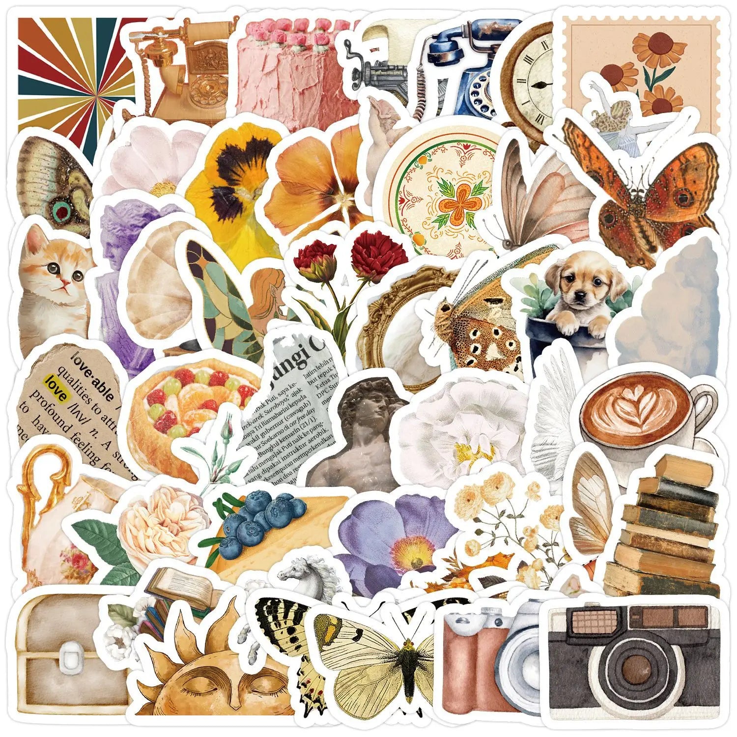 50 Pcs Retro Graffiti Decorative PVC Environmentally Friendly Stickers for Helmet Handbag Phone Casesuitcase and Books