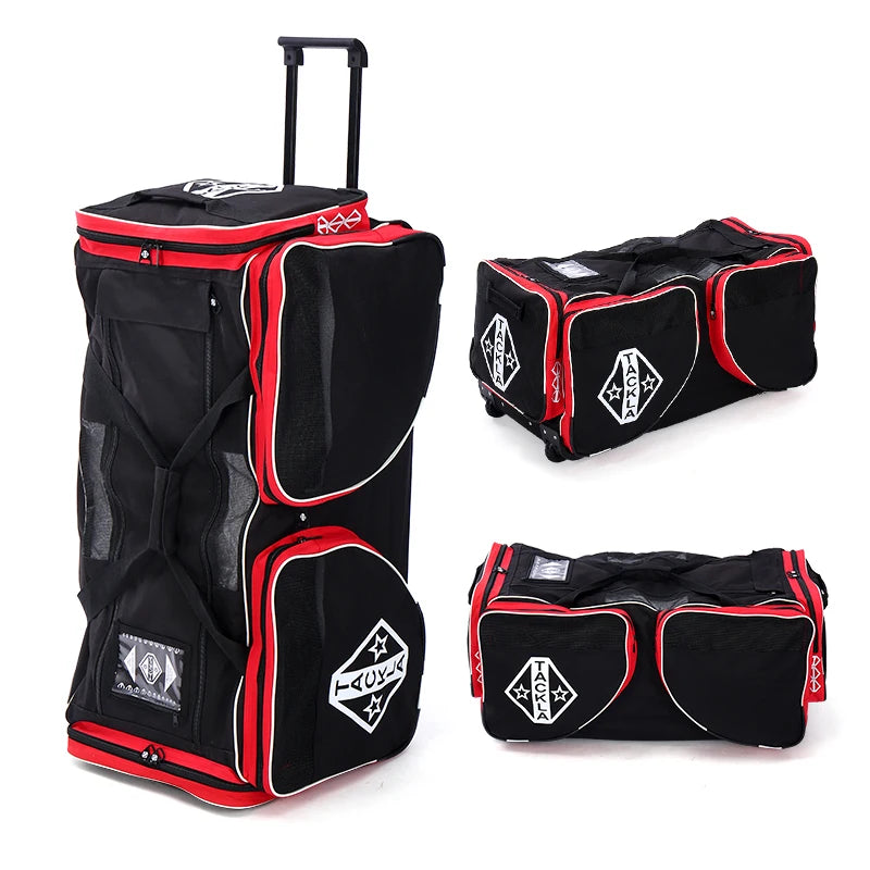 TACKLA Unisex Full Set Storage Wheeled Trolley Case Waterproof Durable Hockey Stick Equipment Bag with Polyester Lining Sports