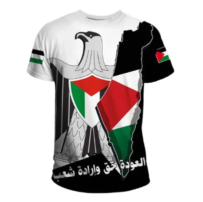 Unique Palestine Eagle Sport Casual Men's Knitted Polyester/Cotton Moisture-Wicking Quick Dry Short Sleeve T-Shirt