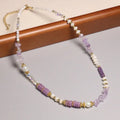 Luxury Natural Stone Choker Abacus Amethyst Beaded Necklace Baroque Pearl Adjustable Chain Jewelry for Women Girls Party Gift
