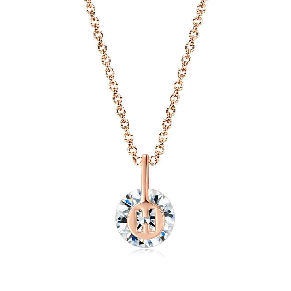 Fashion Trendy Fashion Jewellery Korean Style Ladies Sparkling 9mm Round AAA+ Zircon Pendant Necklace