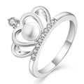 YH JEWELLERY Fine Jewelry Crown Queen Shape 925 Sterling Silver Button Fresh Water Pearl Engagement Ring With Zircon