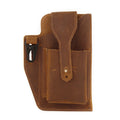 Wholesale Custom Multifunction Men Fanny Pack Crazy Horse Leather Mobile Phone Case Casual Waist Bags