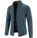 Autumn Winter Casual Stand Collar Zipper Coat Long Sleeved Men's Cardigan Knit Sweaters and Jackets