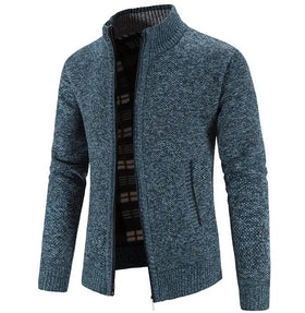 Autumn Winter Casual Stand Collar Zipper Coat Long Sleeved Men's Cardigan Knit Sweaters and Jackets